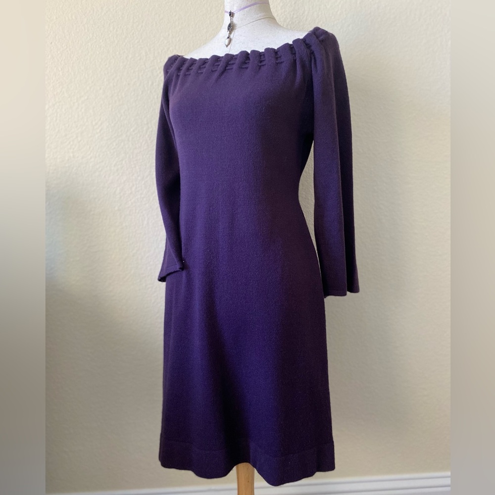 Connected Apparel Off Shoulder Purple Dress